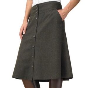 Banana Republic Gray Brown Wool Blend Button Down A-Line Skirt Size 8